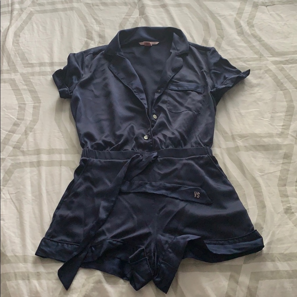 Victoria's Secret Navy Satin Short Pajama Romper